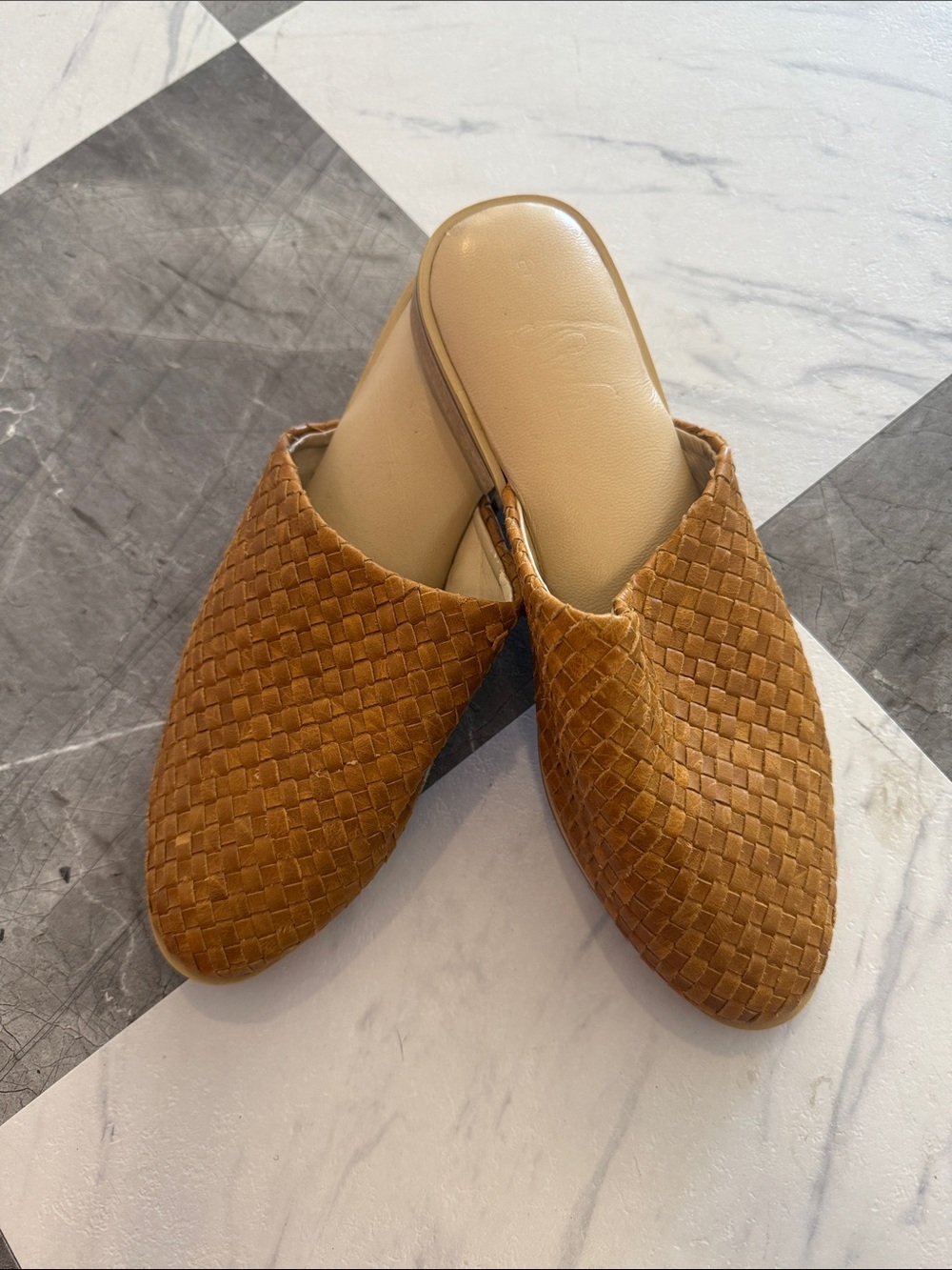 Sseko Woven Mule Slides in Cognac Brown